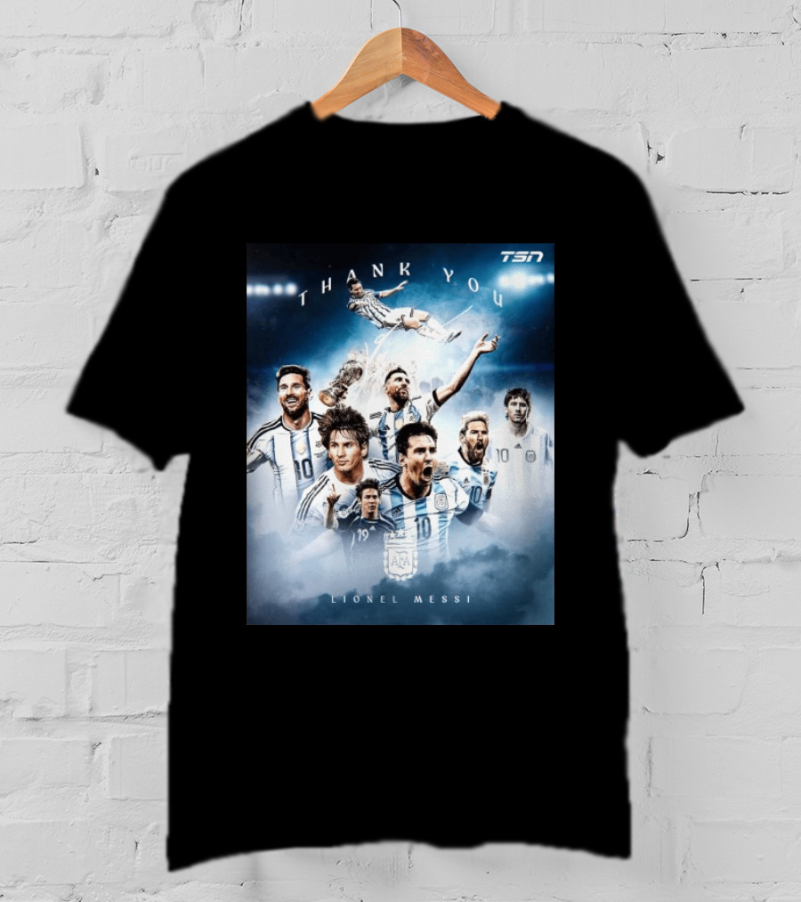 Thank You Lionel Messi TSN Argentina Soccer Legend With Trophy And Team Moments T-Shirt