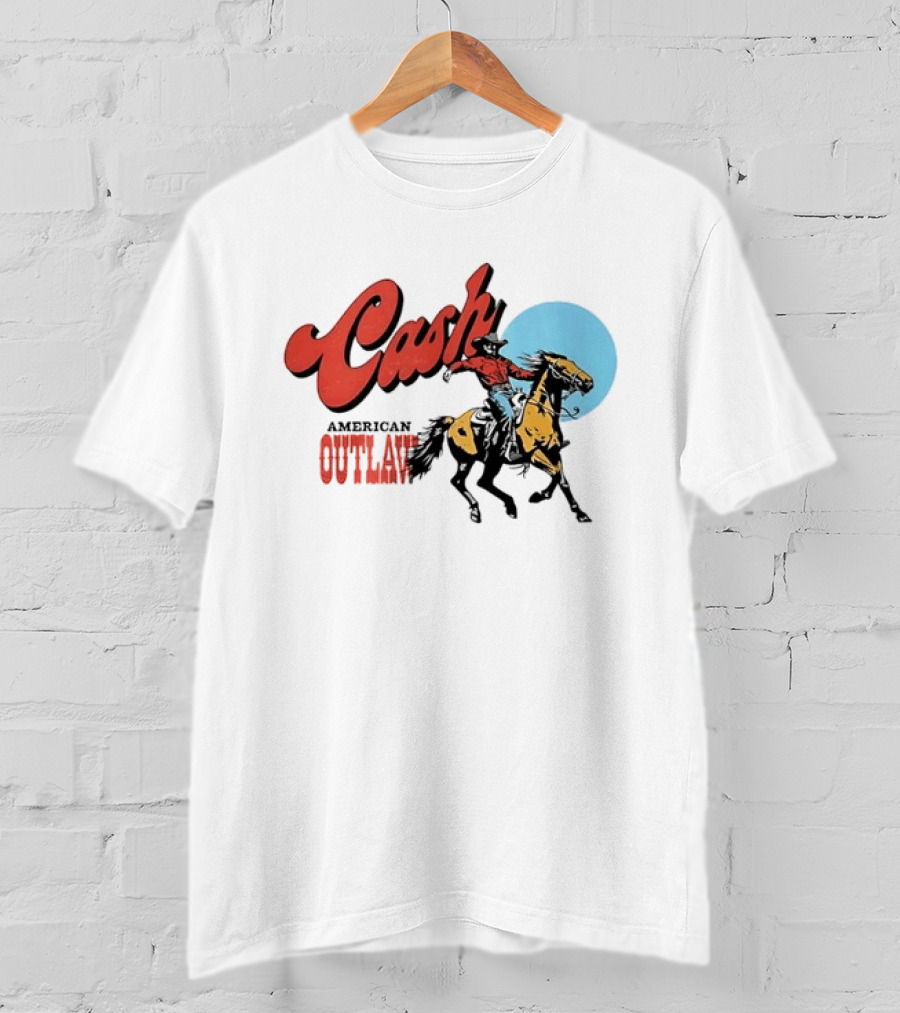 Cash American Outlaw Cowboy Riding Horse T-Shirt