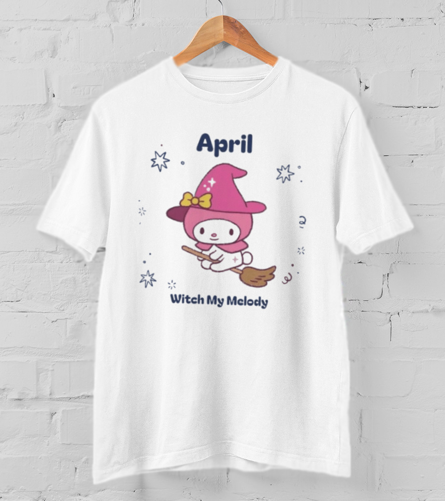 April Witch My Melody Sanrio Halloween Broomstick Magic T-Shirt