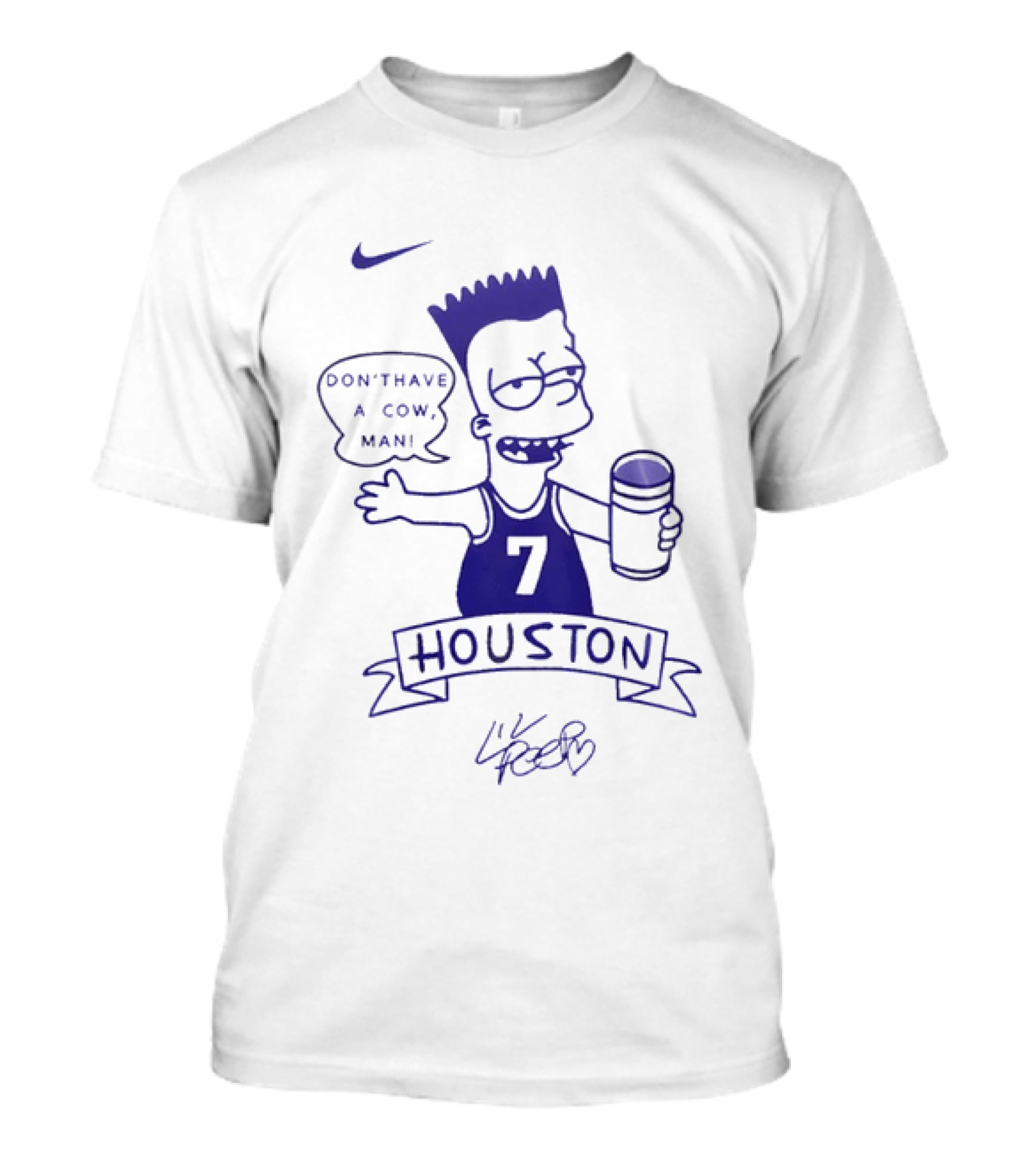 Bart Simpson Nike Houston 7 Don't Have A Cow Man Lil Peep T-Shirt