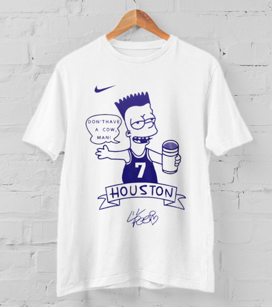 Bart Simpson Nike Houston 7 Don't Have A Cow Man Lil Peep T-Shirt