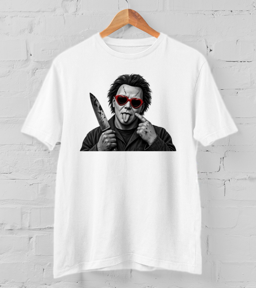 Michael Myers Heart Sunglasses Knife Halloween T-Shirt