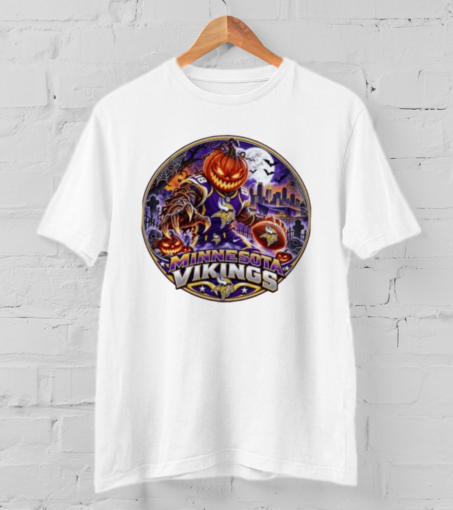 Minnesota Vikings Halloween Jack O' Lantern Football Spooky Night T-Shirt