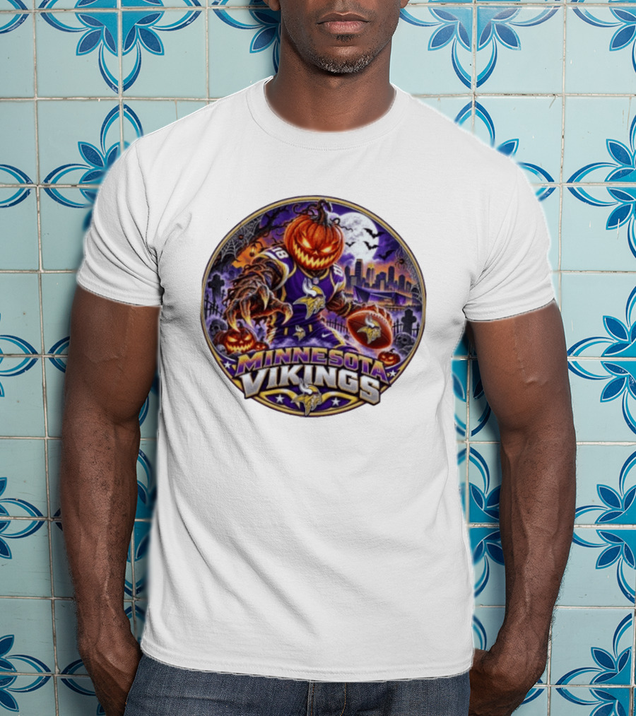 Minnesota Vikings Halloween Jack O' Lantern Football Spooky Night T-Shirt