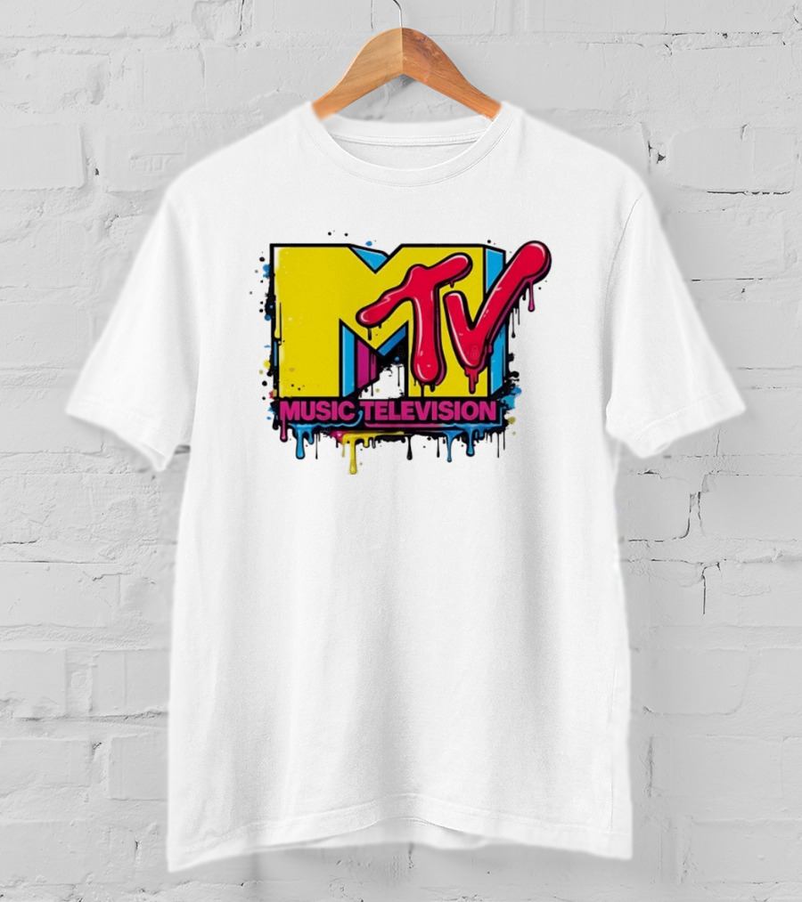 MTV Music Television 90s Nostalgia Bold Neon Drip T-Shirt