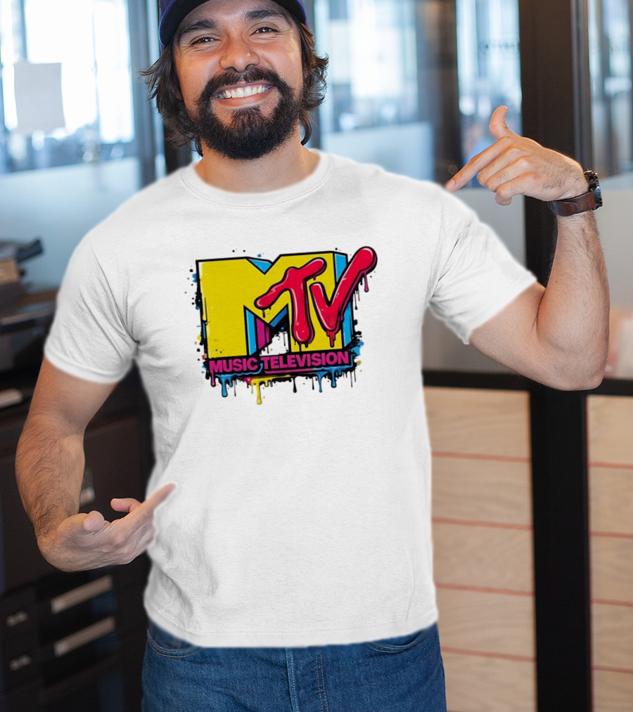 MTV Music Television 90s Nostalgia Bold Neon Drip T-Shirt
