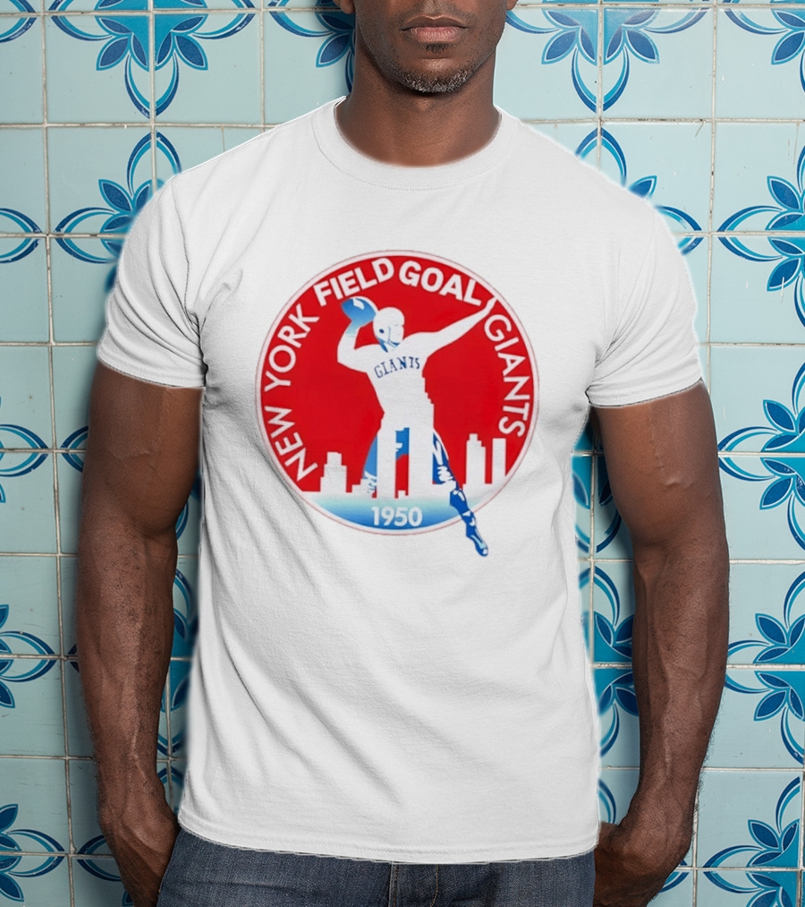 New York Field Goal Giants 1950 Football Red Skyline T-Shirt