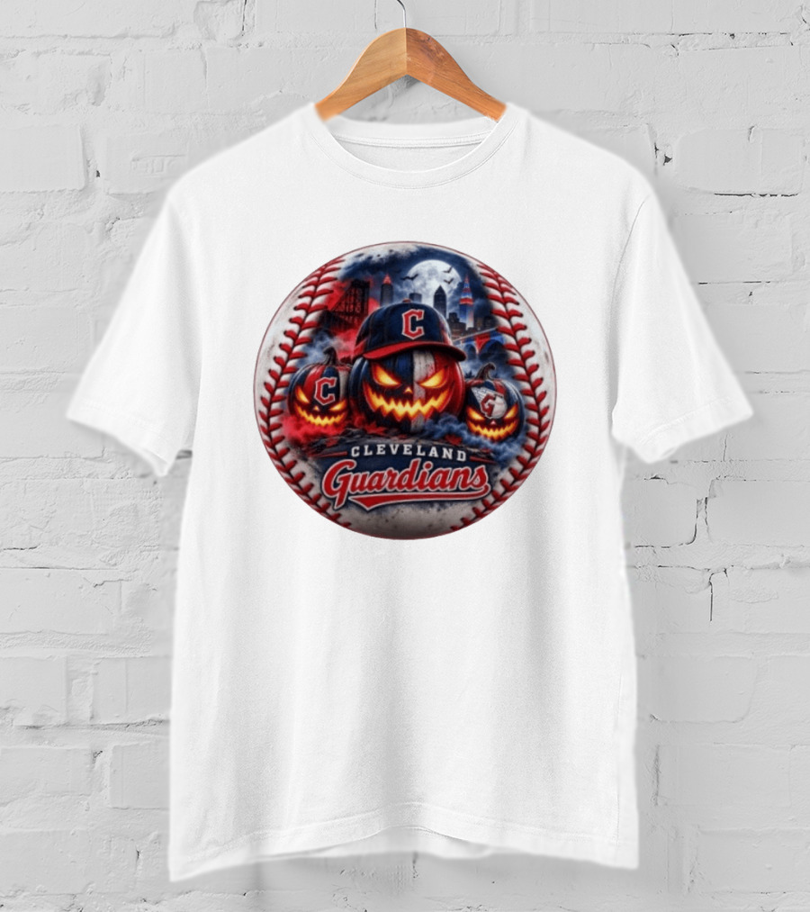 Cleveland Guardians Halloween Jack O' Lantern Spooky Baseball T-Shirt