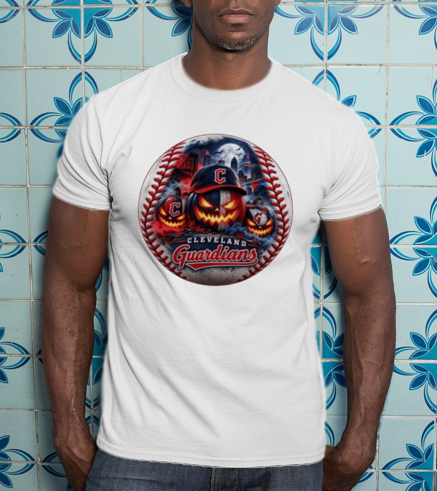 Cleveland Guardians Halloween Jack O' Lantern Spooky Baseball T-Shirt