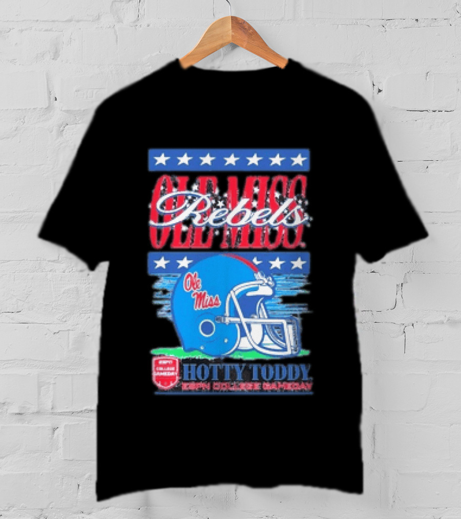 Ole Miss Rebels Hotty Toddy ESPN College Gameday Football Helmet Stars T-Shirt