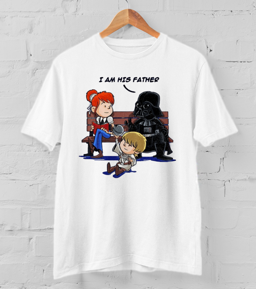Darth Vader And Luke Skywalker I Am His Father Comic Style Bench Scene T-Shirt