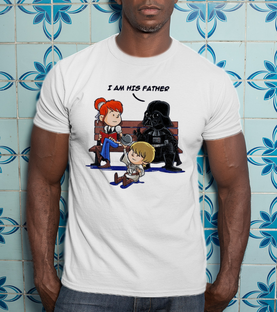 Darth Vader And Luke Skywalker I Am His Father Comic Style Bench Scene T-Shirt