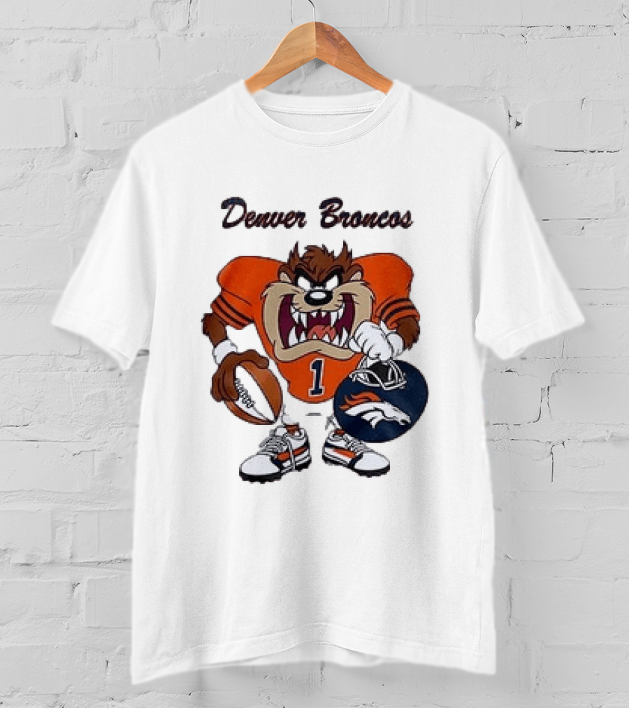 Denver Broncos Taz Looney Tunes Football Number 1 T-Shirt