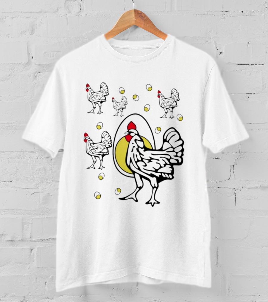 Farm Chicken And Egg Poultry Hen With Rooster And Eggs T-Shirt