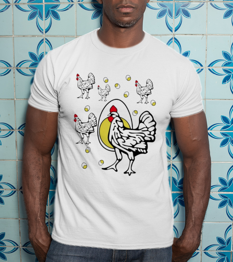 Farm Chicken And Egg Poultry Hen With Rooster And Eggs T-Shirt