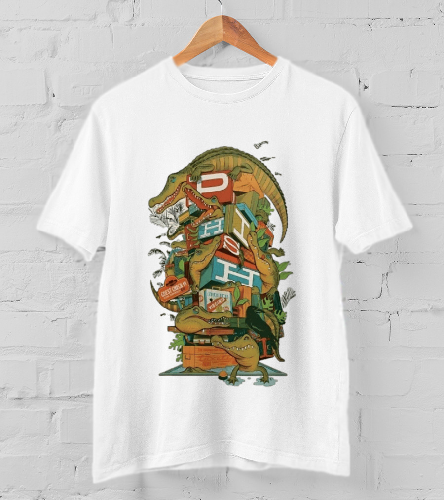Phish Guest Check Richmond Virginia Alligator Concert Stacked Blocks T-Shirt
