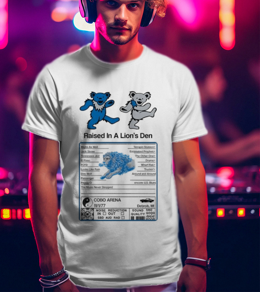 Grateful Dead Dancing Bears Raised In A Lion's Den Psychedelic Nutrition Facts T-Shirt