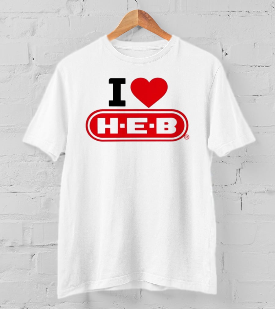 I Love H E B Texas Grocery Store Red Heart T-Shirt