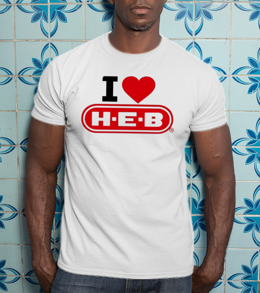 I Love H E B Texas Grocery Store Red Heart T-Shirt