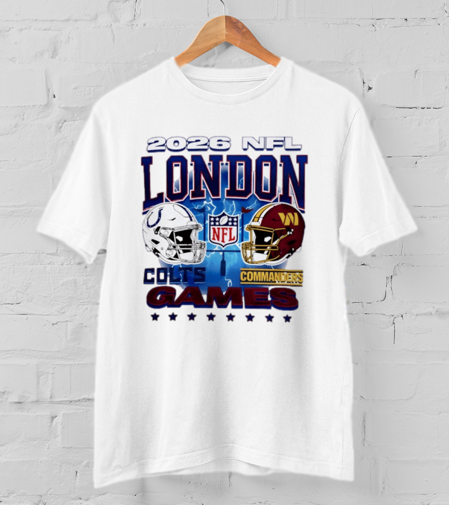 2026 NFL London Colts Commanders Games Helmets T-Shirt