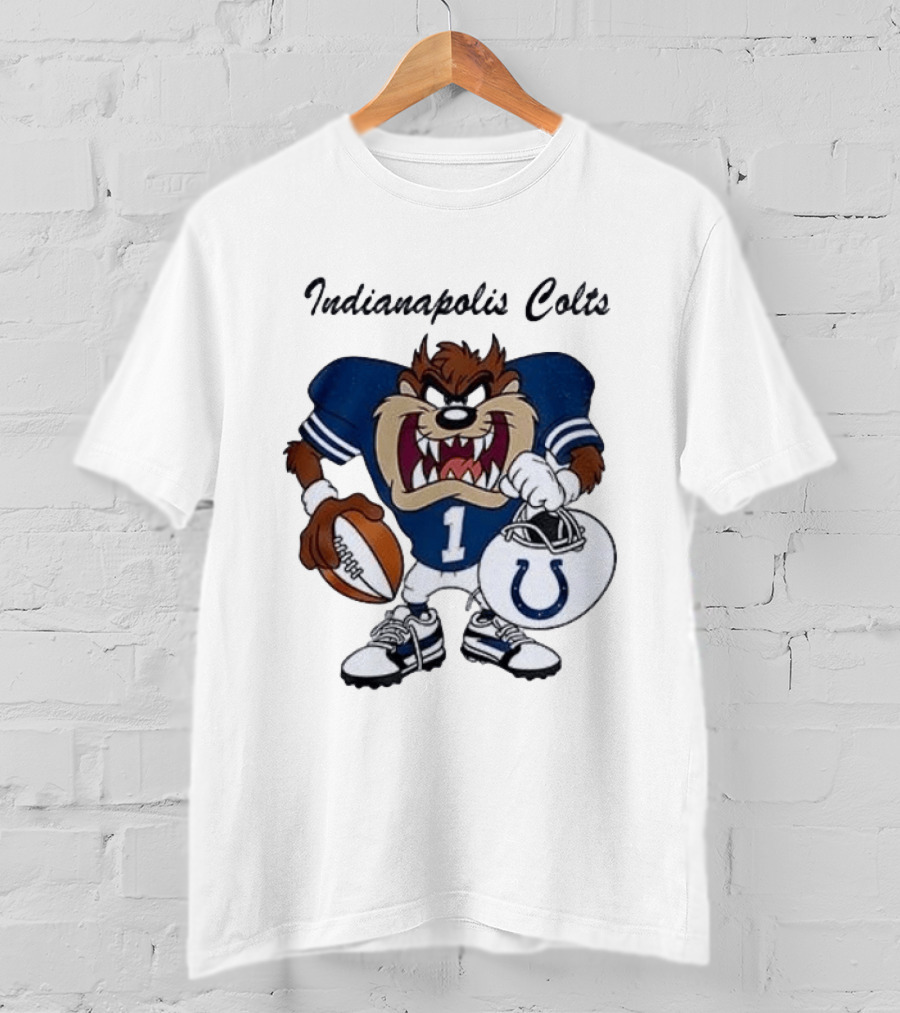 Indianapolis Colts Looney Tunes Taz Football Character Collaboration T-Shirt