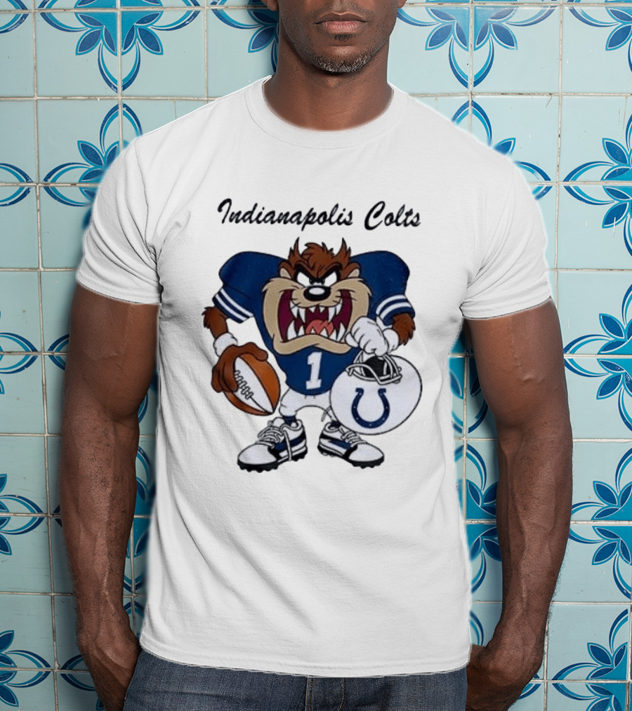 Indianapolis Colts Looney Tunes Taz Football Character Collaboration T-Shirt