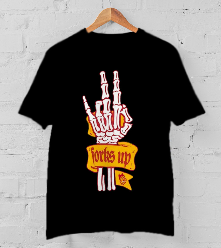 Arizona State Sun Devils Forks Up Skeleton Hand Fan Gear T-Shirt