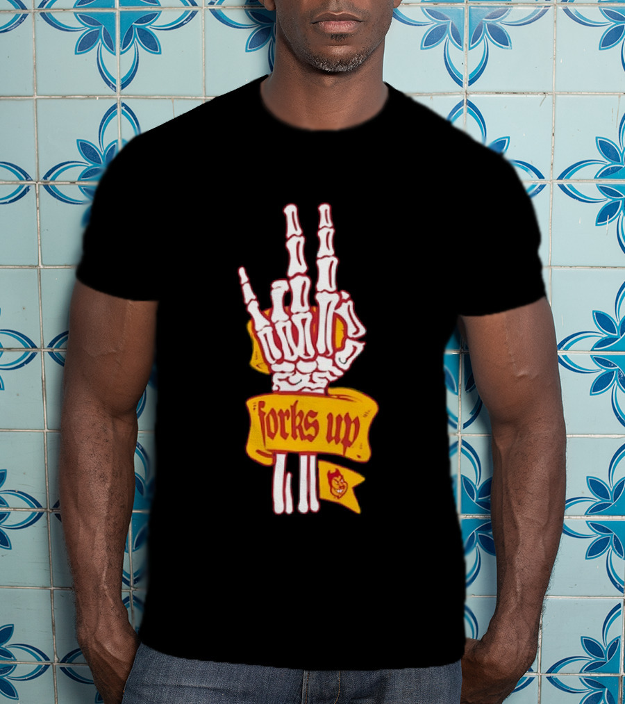 Arizona State Sun Devils Forks Up Skeleton Hand Fan Gear T-Shirt
