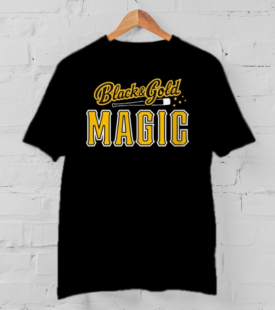 Black And Gold Magic Baseball Sports T-Shirt