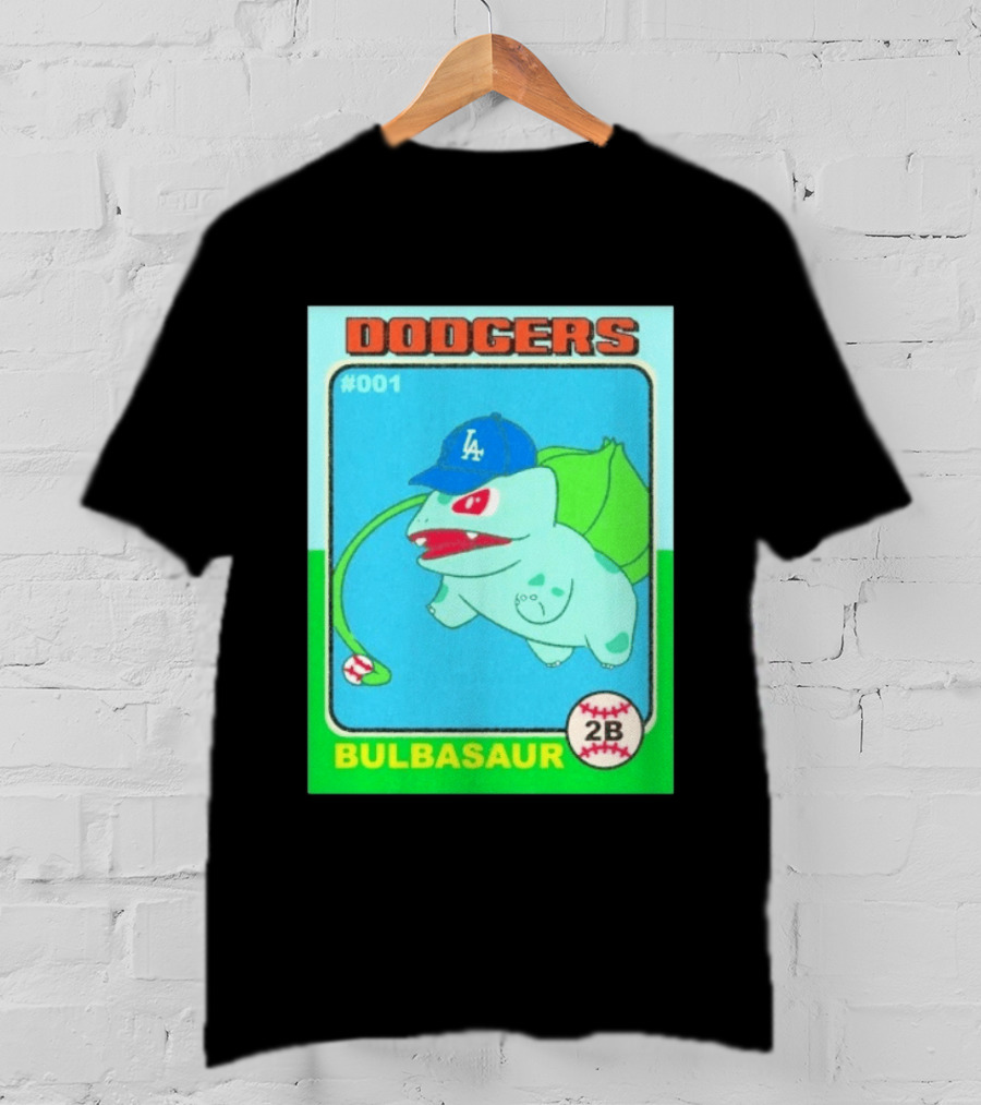 Bulbasaur Dodgers LA Cap Baseball Card No 001 T-Shirt