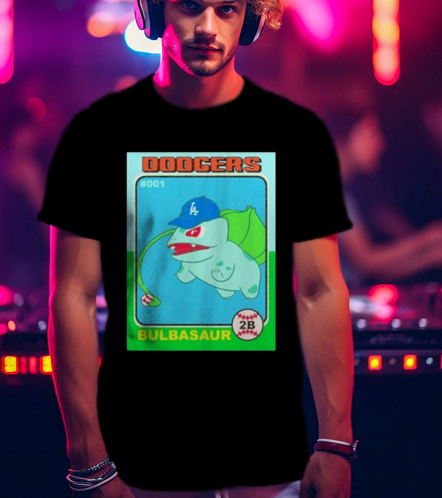 Bulbasaur Dodgers LA Cap Baseball Card No 001 T-Shirt