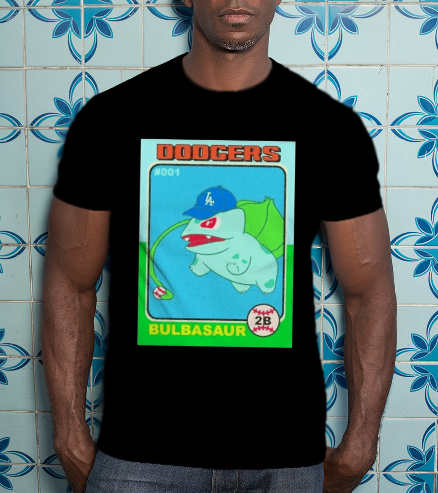 Bulbasaur Dodgers LA Cap Baseball Card No 001 T-Shirt