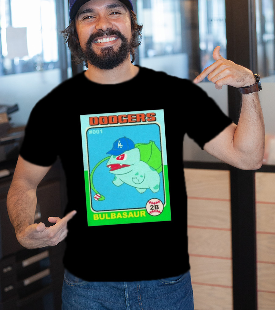 Bulbasaur Dodgers LA Cap Baseball Card No 001 T-Shirt
