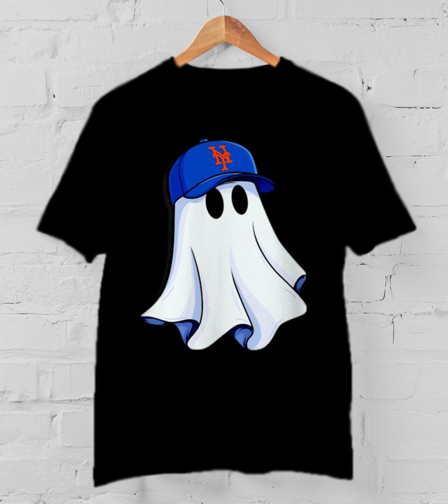 New York Mets MLB Ghost Baseball Halloween T-Shirt