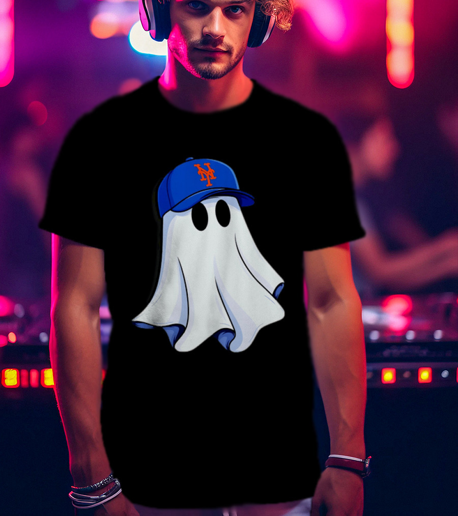 New York Mets MLB Ghost Baseball Halloween T-Shirt