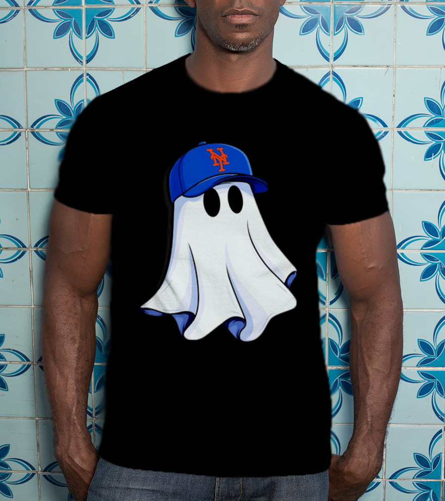 New York Mets MLB Ghost Baseball Halloween T-Shirt