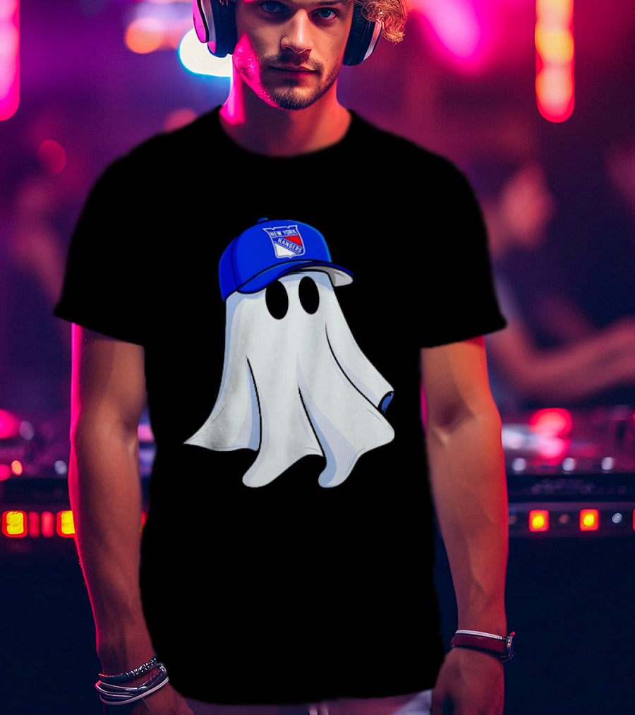 New York Rangers Ghost With Blue Cap Halloween T-Shirt