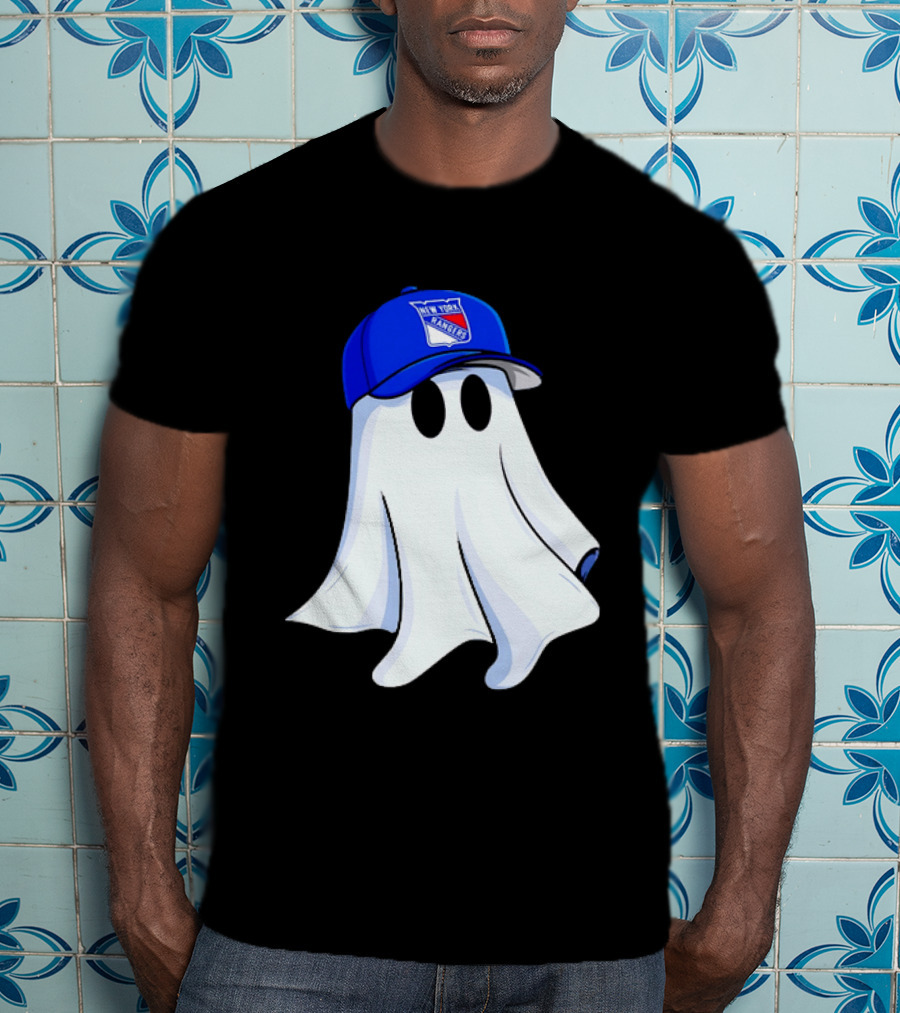 New York Rangers Ghost With Blue Cap Halloween T-Shirt
