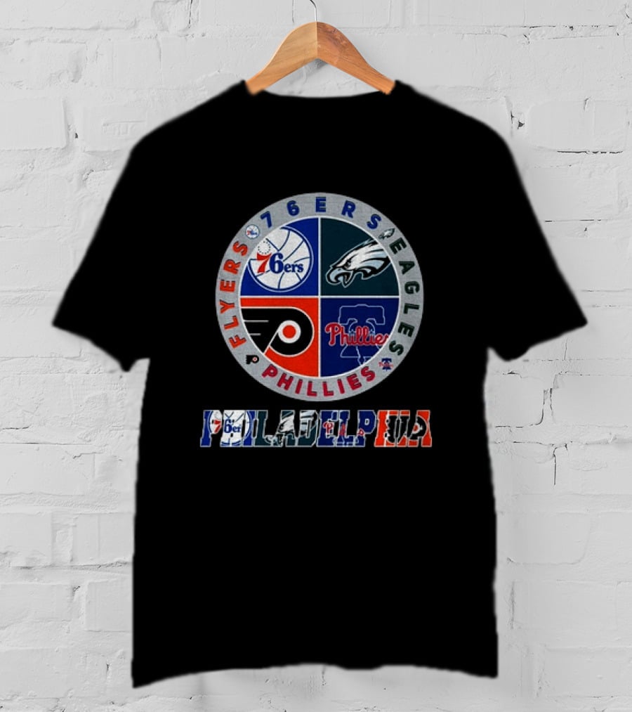 Philadelphia 76ers Eagles Phillies Flyers Team Circle T-Shirt