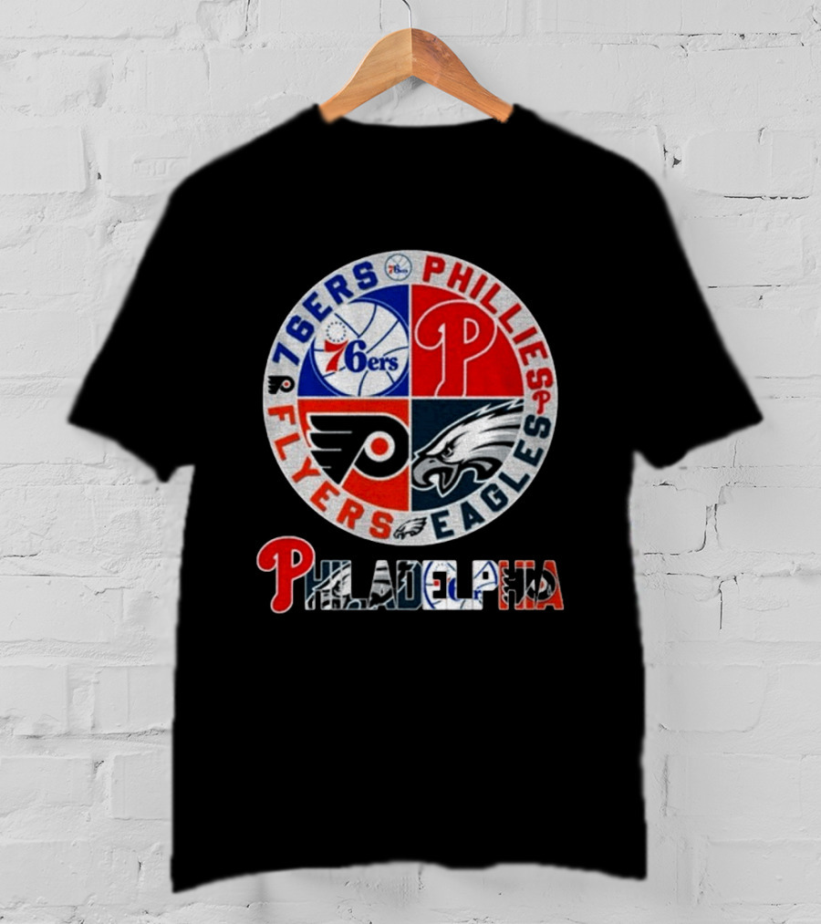 Philadelphia 76ers Phillies Flyers Eagles Sports Team Circle T-Shirt