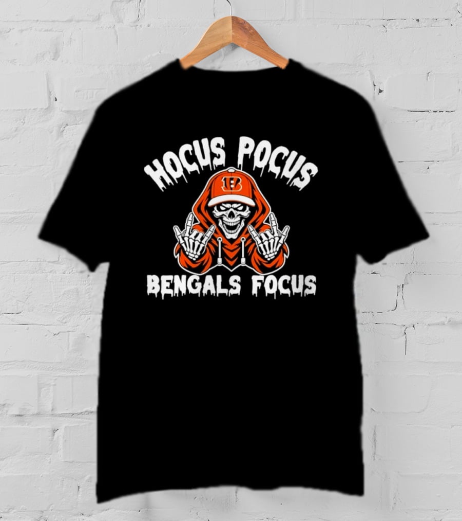 Hocus Pocus Cincinnati Bengals Focus Football Skeleton T-Shirt
