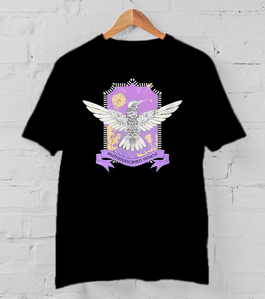 Hummingbird House Nature Botanical Dandelion Crest Purple T-Shirt