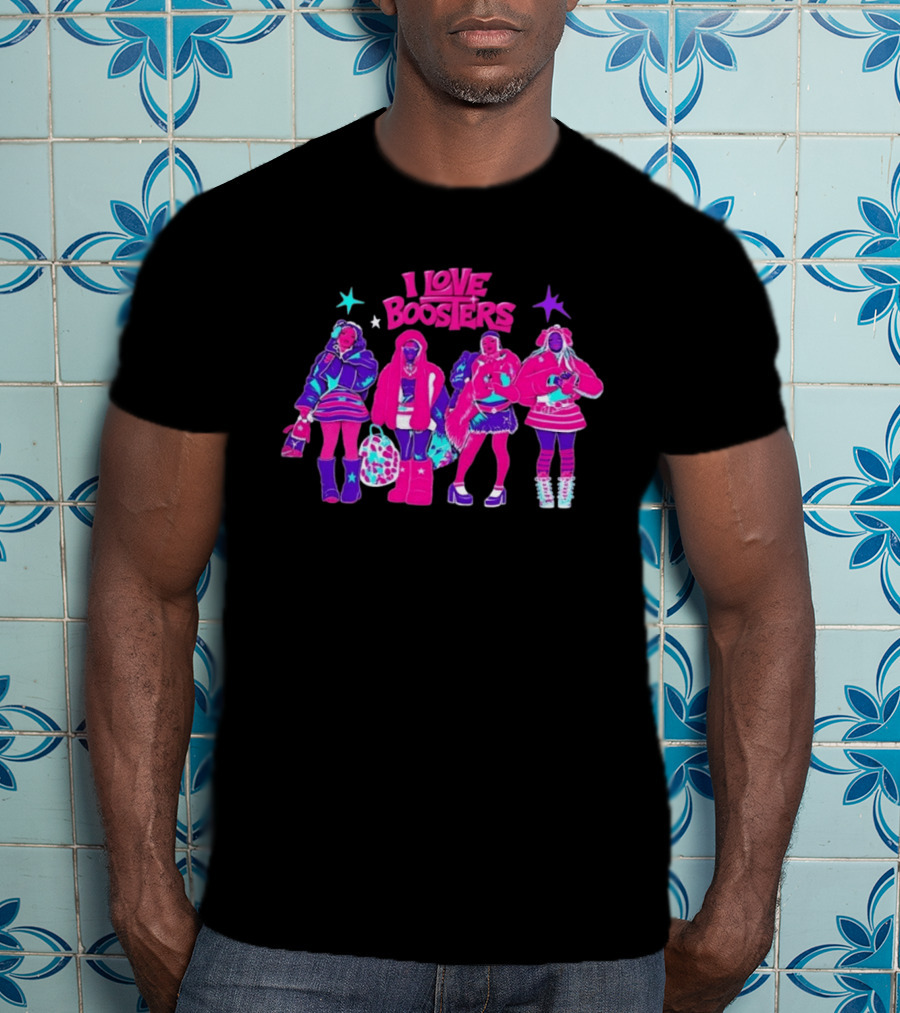 I Love Boosters Y2K Aesthetic Fashion Streetwear Style Colorful Retro Outfits T-Shirt