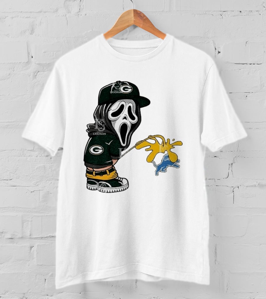 Green Bay Packers Ghostface Pissing On Detroit Lions NFL Rivalry T-Shirt