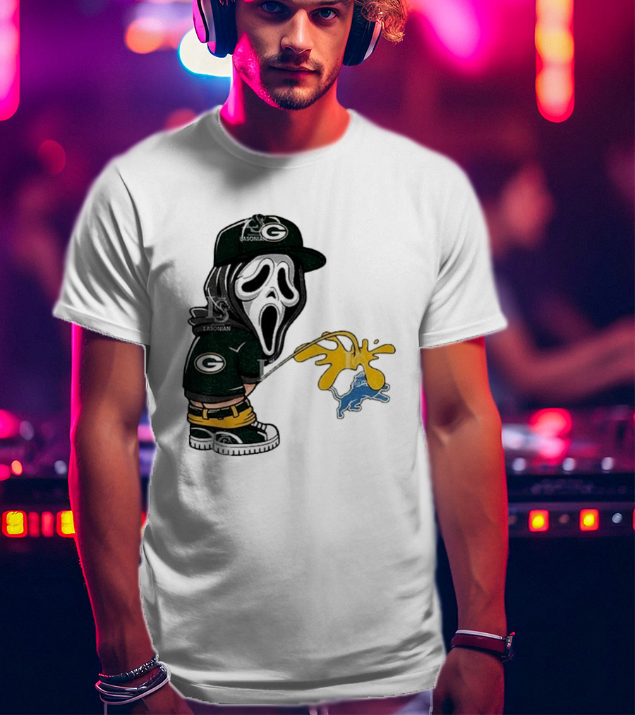 Green Bay Packers Ghostface Pissing On Detroit Lions NFL Rivalry T-Shirt
