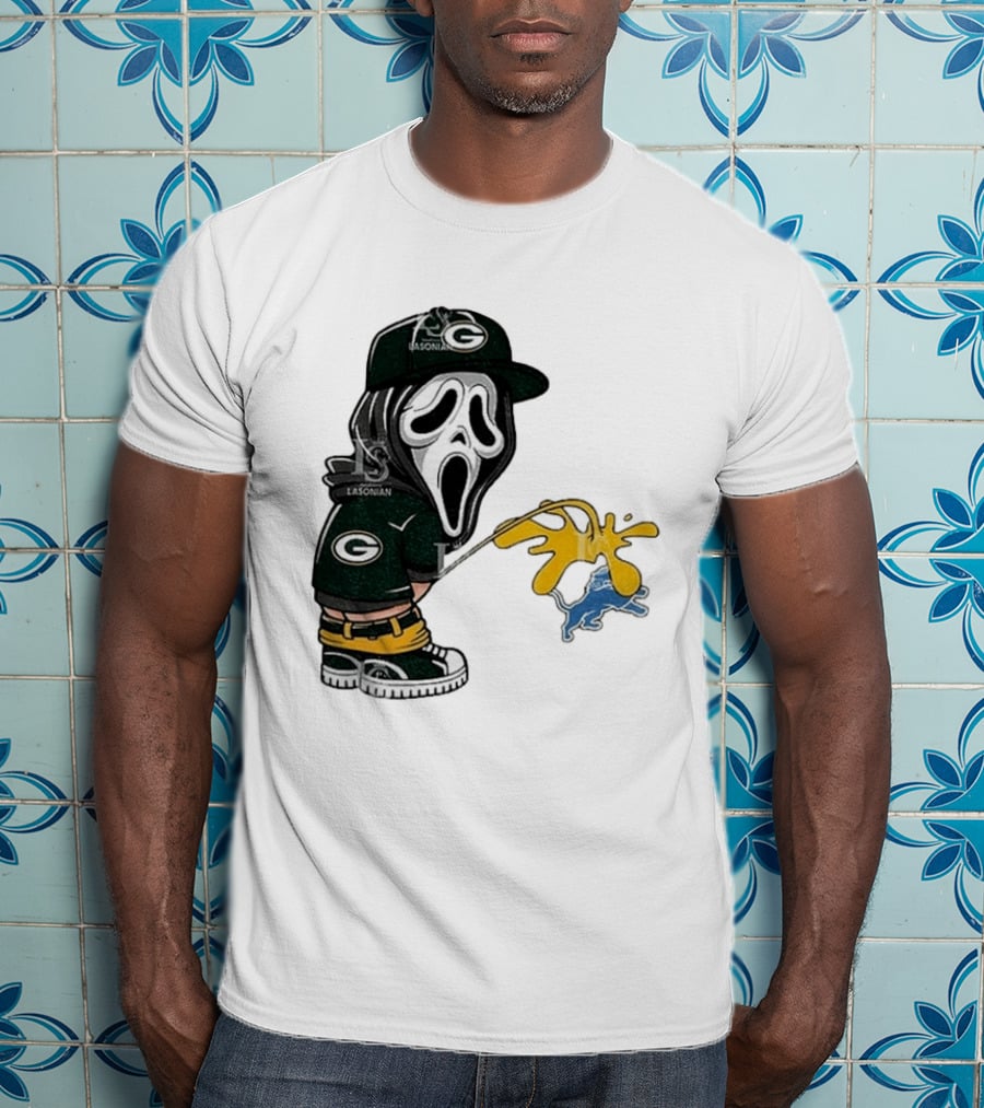 Green Bay Packers Ghostface Pissing On Detroit Lions NFL Rivalry T-Shirt