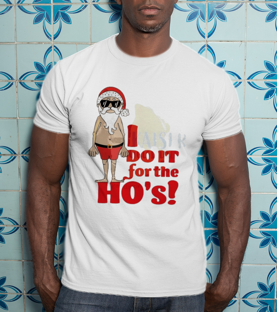 Santa Claus I Do It For The Ho's Funny Christmas Topless Sunglasses T-Shirt