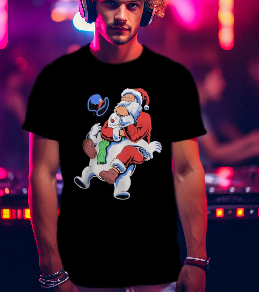 Jiu Jitsu Santa Rear Naked Choke Snowman Christmas T-Shirt