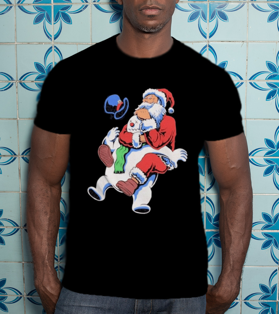 Jiu Jitsu Santa Rear Naked Choke Snowman Christmas T-Shirt