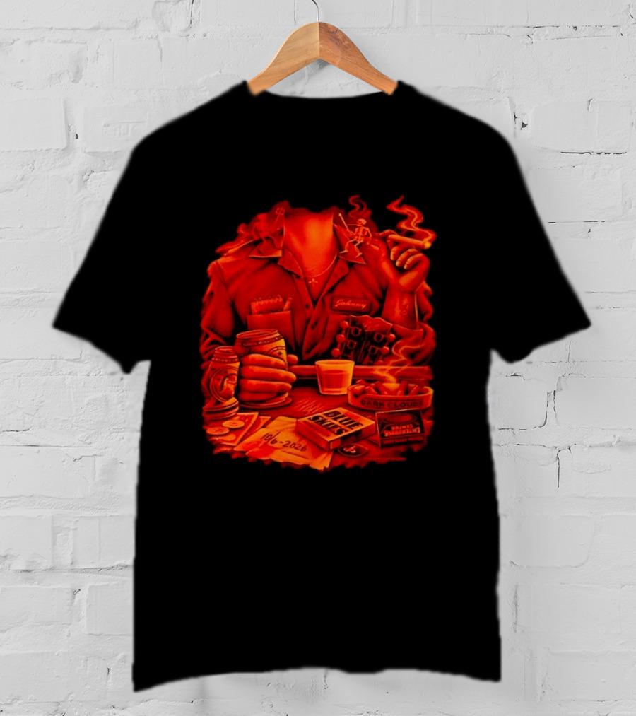 Johnny St Louis Missouri 10 6 2026 Dark Clouds Blue Skies Cigar Whiskey Guitar T-Shirt
